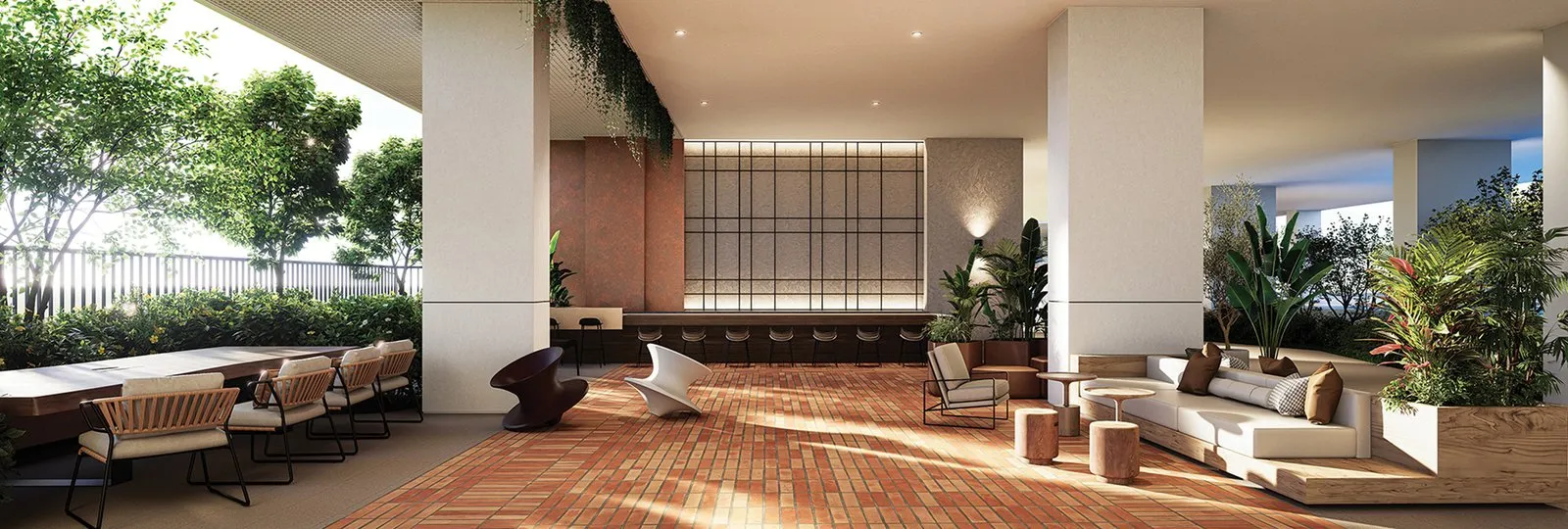 ARRA Residences celebrity Kitchen with a kitchen island and lounge seating, artist's impression